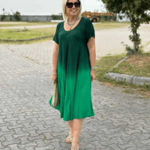 Batik Flared Crew Neck Cotton Dress