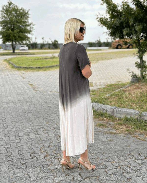 Batik Flared Crew Neck Cotton Dress - Image 4