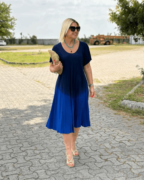 Batik Flared Crew Neck Cotton Dress - Image 3