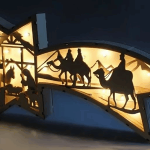 🎅LED Wooden Christmas Ornaments Nativity Scene Star Shaped Desk Lamp🌟
